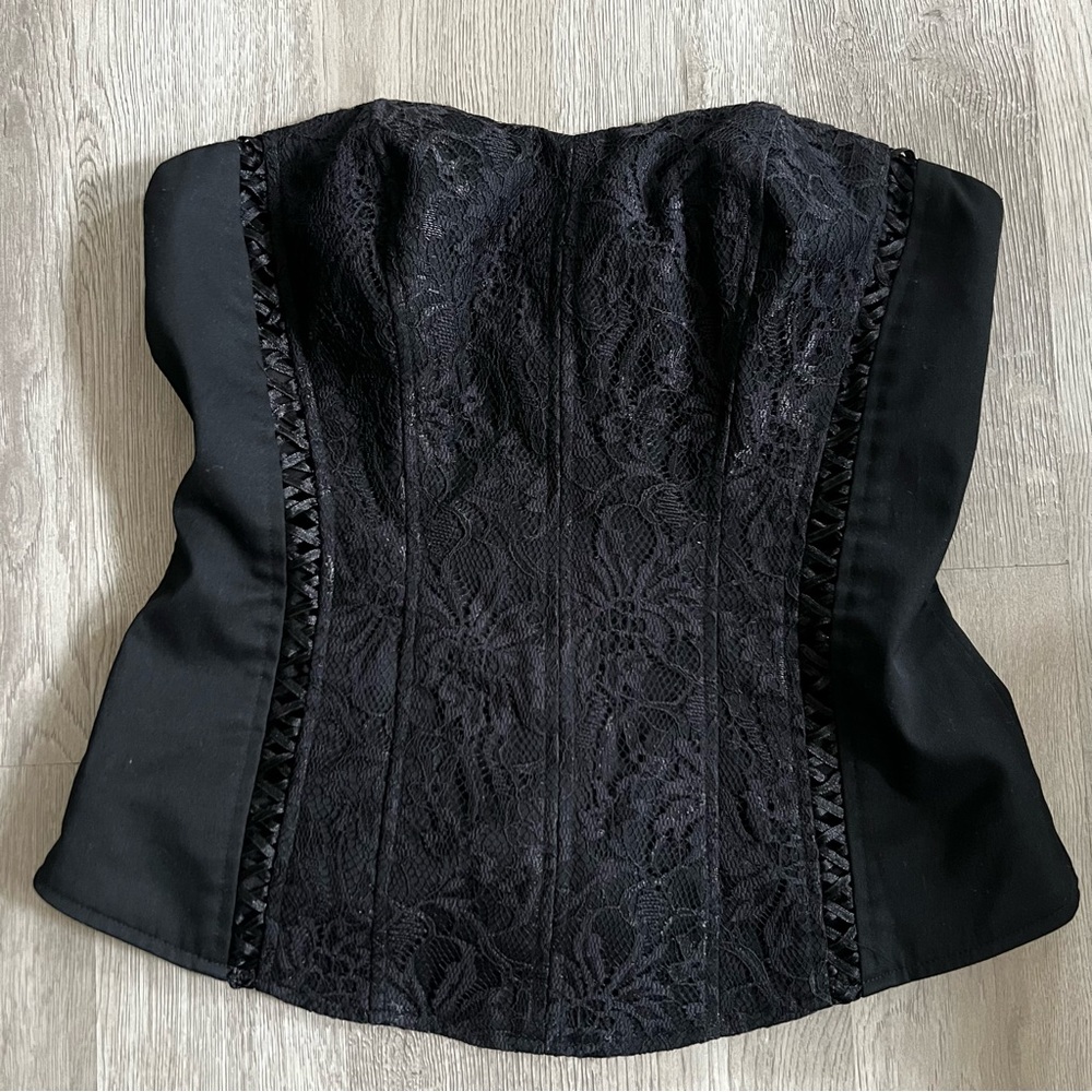 Express Design Studio Black Lace Bustier Corset Top Y2K Size 4